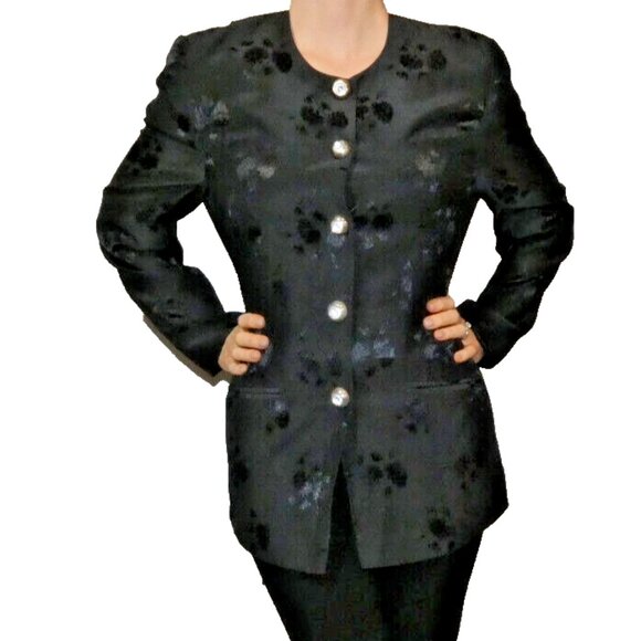 Black Satin Jacket Size 8 Mark Angelo Career to Party Date British Classy Luxury - Picture 1 of 9